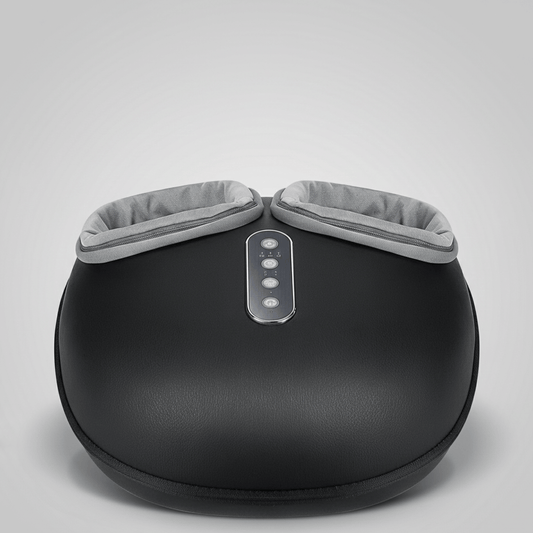 Masseur de pieds Shiatsu FootRelax avec chaleur, rouleaux rotatifs et 3 modes de massage pour une détente profonde des pieds.