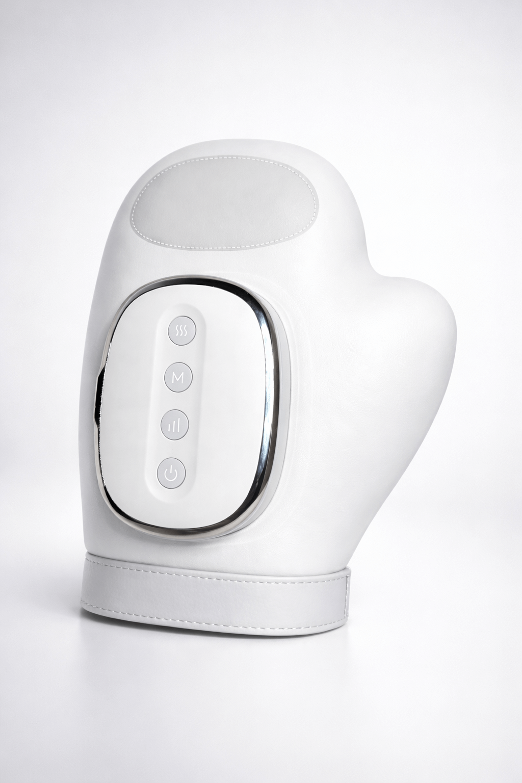 Handrelax électrique pour massage des mains, avec fonction chauffante à 45°C et 3 niveaux de vibrations. Design ergonomique, boutons de contrôle intuitifs et câble USB rechargeable. Soulage les tensions, l'arthrose et la fatigue musculaire. Idéal pour les travailleurs sur écran ou les seniors.